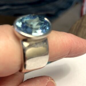 Aquamarine and silver ring